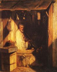 Alexandre Gabriel Decamps Turkish Merchant smoring in His shop oil painting picture